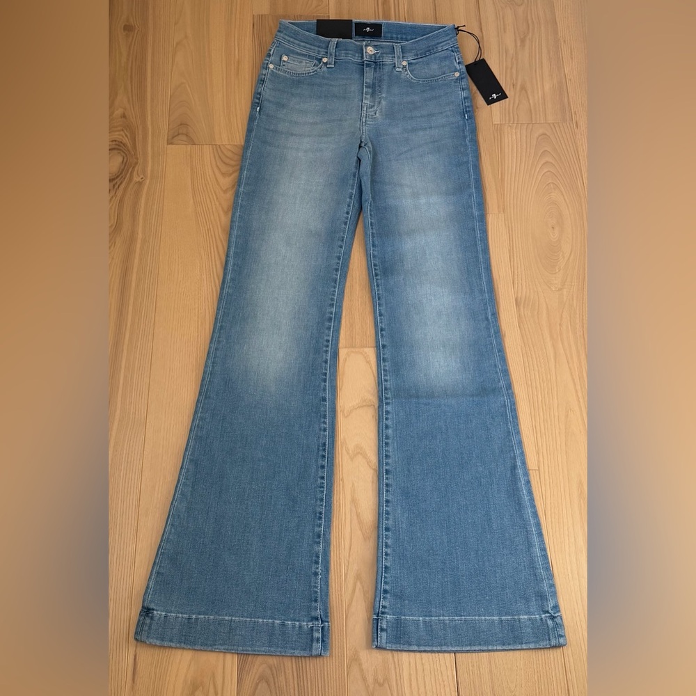 7 For All Mankind Dojo Original Jeans Women's Flare Leg Trousers NWT Size 27 - Picture 7 of 9
